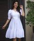 Buttons In the Neck-Line Linen Dress